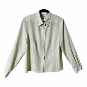 Erfo Long Sleeve Lime Green Button Down Dressy Career Blouse Size Medium